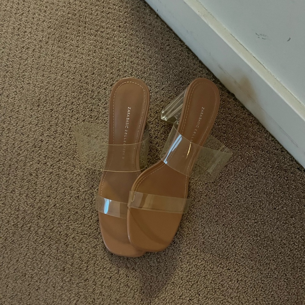 Zara Brown Heels with Clear Straps